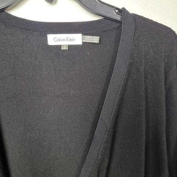 Calvin Klein Black Ruffle Sleeve Cardigan L - Picture 3 of 8